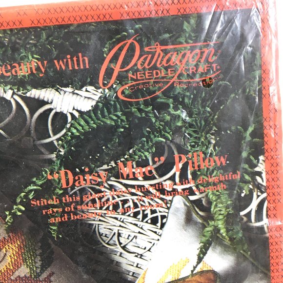 Paragon Needlecraft Sunflower Cross Stitch Pillow Cushion  sealed Kit pkg Vtg - Picture 3 of 6